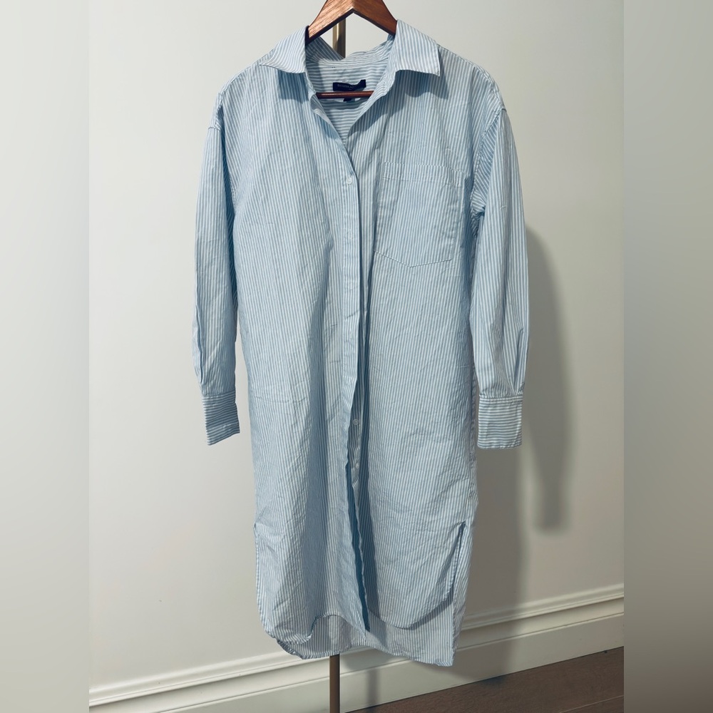 Banana Republic Light Blue Pinstripe Long Sleeve Shirt Dress
